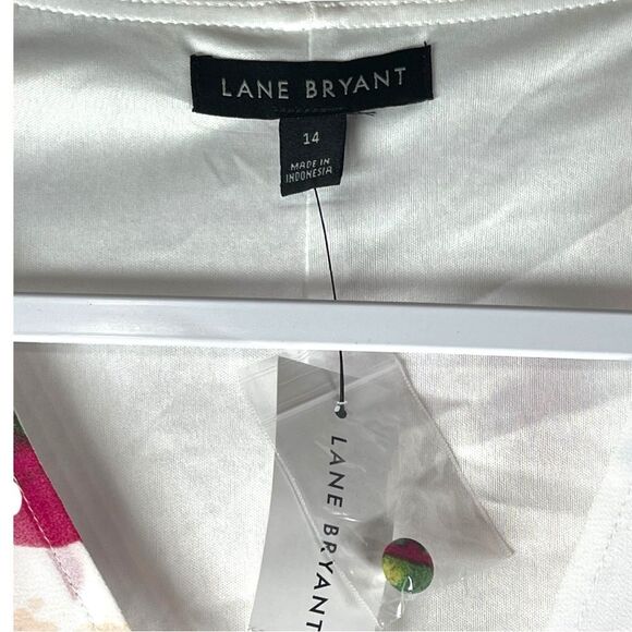 Lane Bryant White Chiffon Floral button up Flutter Sleeve Dress Women’s Size 14 - Picture 8 of 13